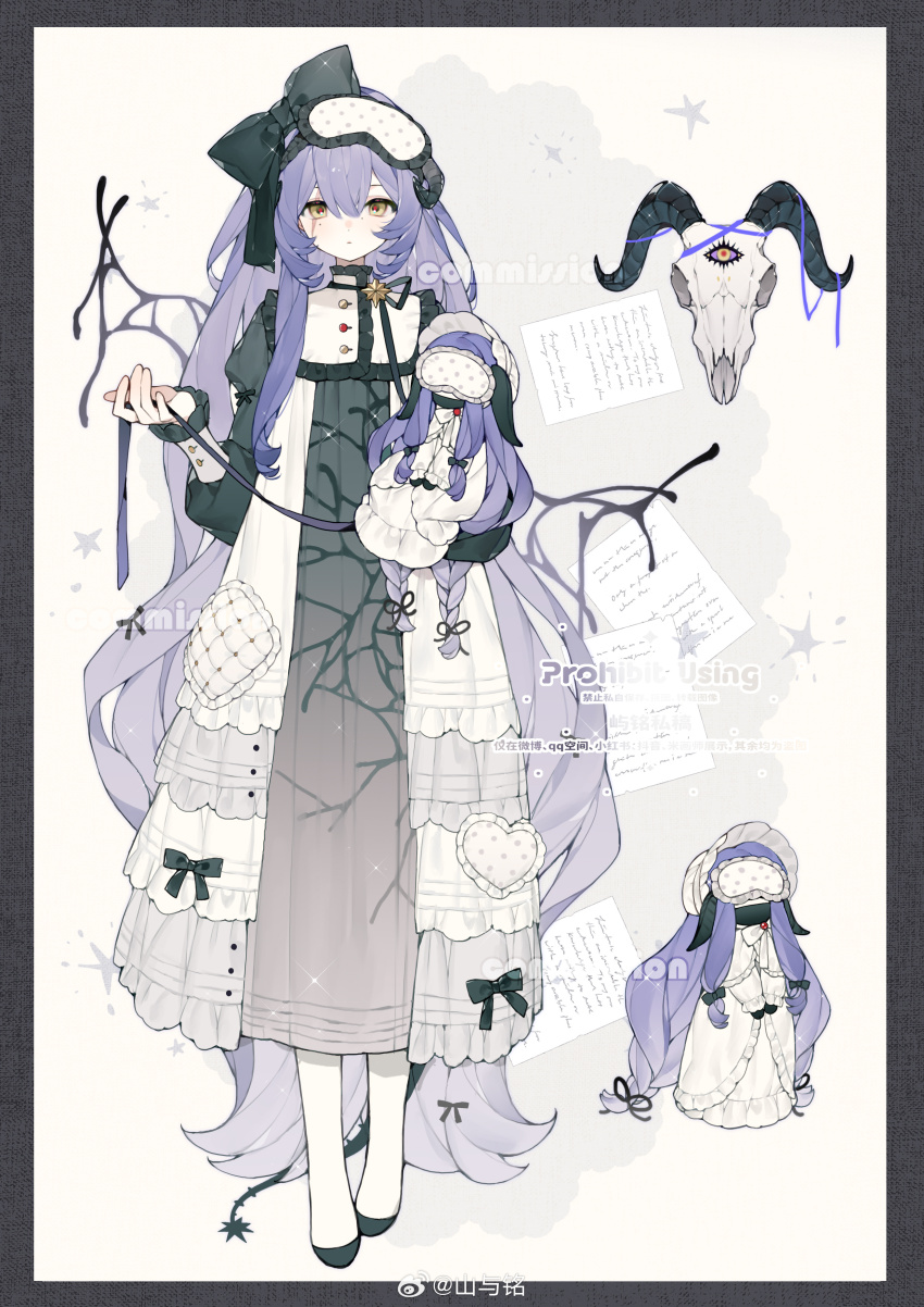 1girl, absurdres, blindfold, character_request, dress, frilled_dress, frilled_nightgown, frills