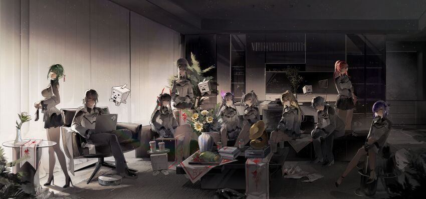 2boys, 6+girls, absurdres, alisa:_echo_(pgr), alisa_(pgr), alpha:_crimson_abyss_(pgr), alpha_(pgr), alternate_costume