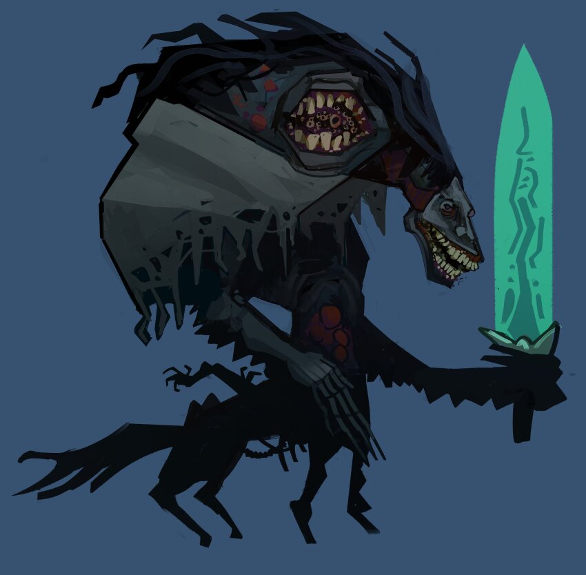 absurdres, bloodborne, extra_arms, extra_eyes, extra_teeth, highres, holding, holding_sword