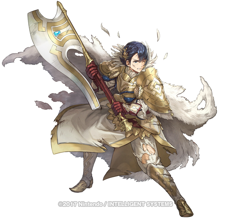1boy, alfonse_(fire_emblem), alfonse_(heir_to_openness)_(fire_emblem), armor, axe, battle_axe, blonde_hair, blue_eyes