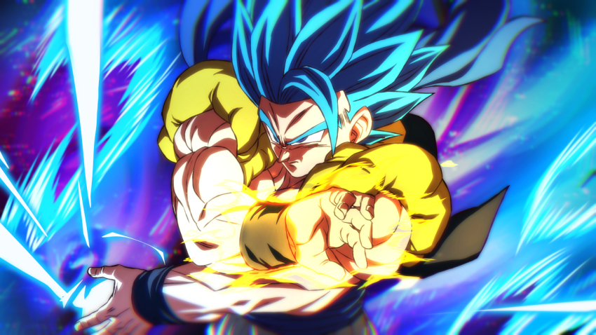 1boy, aura, black_vest, blue_aura, crossed_arms, dragon_ball, dragon_ball_super, dragon_ball_super_broly