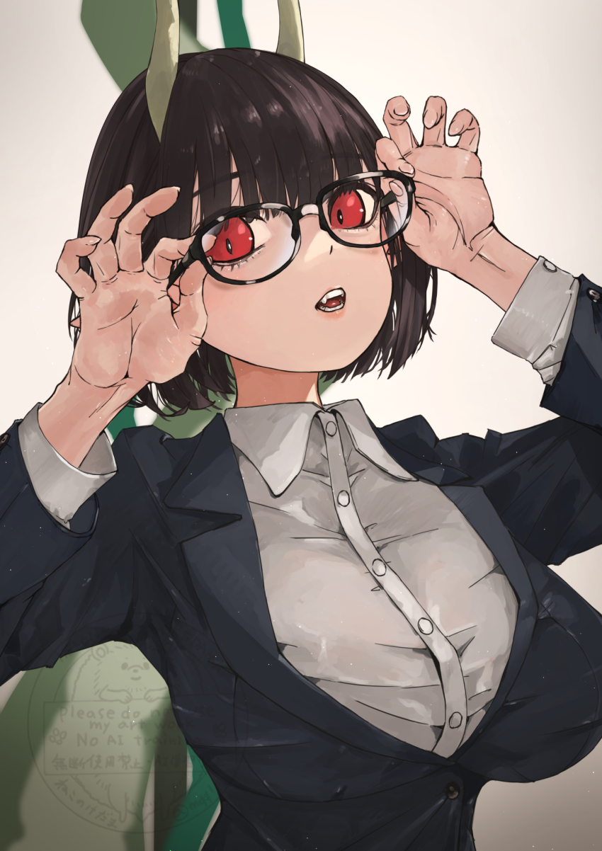 1girl, biscione_(fate), biscione_(first_ascension)_(fate), breasts, brown_hair, dragon_girl, dragon_horns, dragon_tail