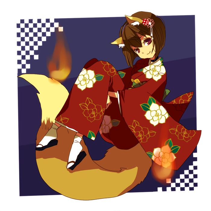 1girl, animal_ear_fluff, animal_ears, black_choker, bob_cut, brown_eyes, brown_hair, choker