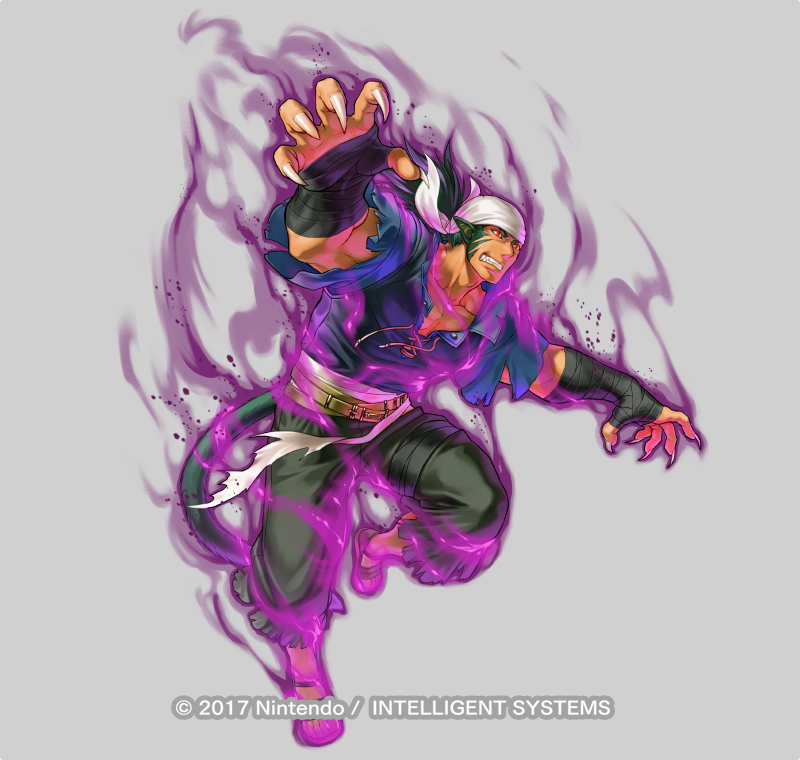 1boy, animal_ears, aura, bandana, claws, dark-skinned_male, dark_aura, dark_skin