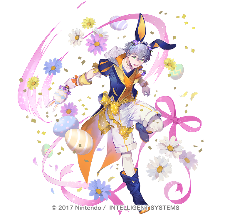 1boy, animal_ear_hairband, animal_ears, ashe_ubert, ashe_ubert_(spring), blue_boots, blue_hair, blue_hairband