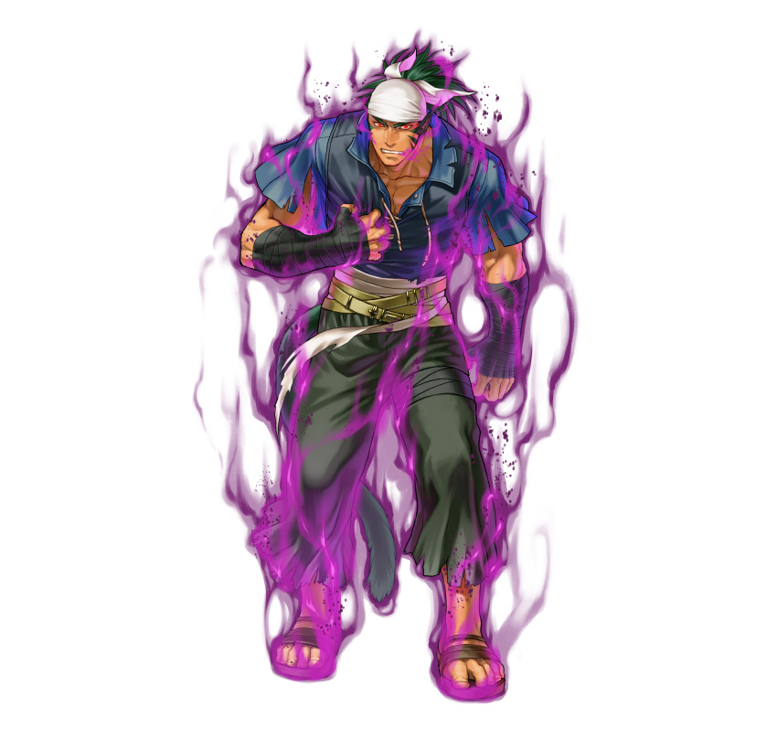 1boy, absurdres, animal_ears, aura, bandana, clenched_teeth, commentary_request, dark-skinned_male