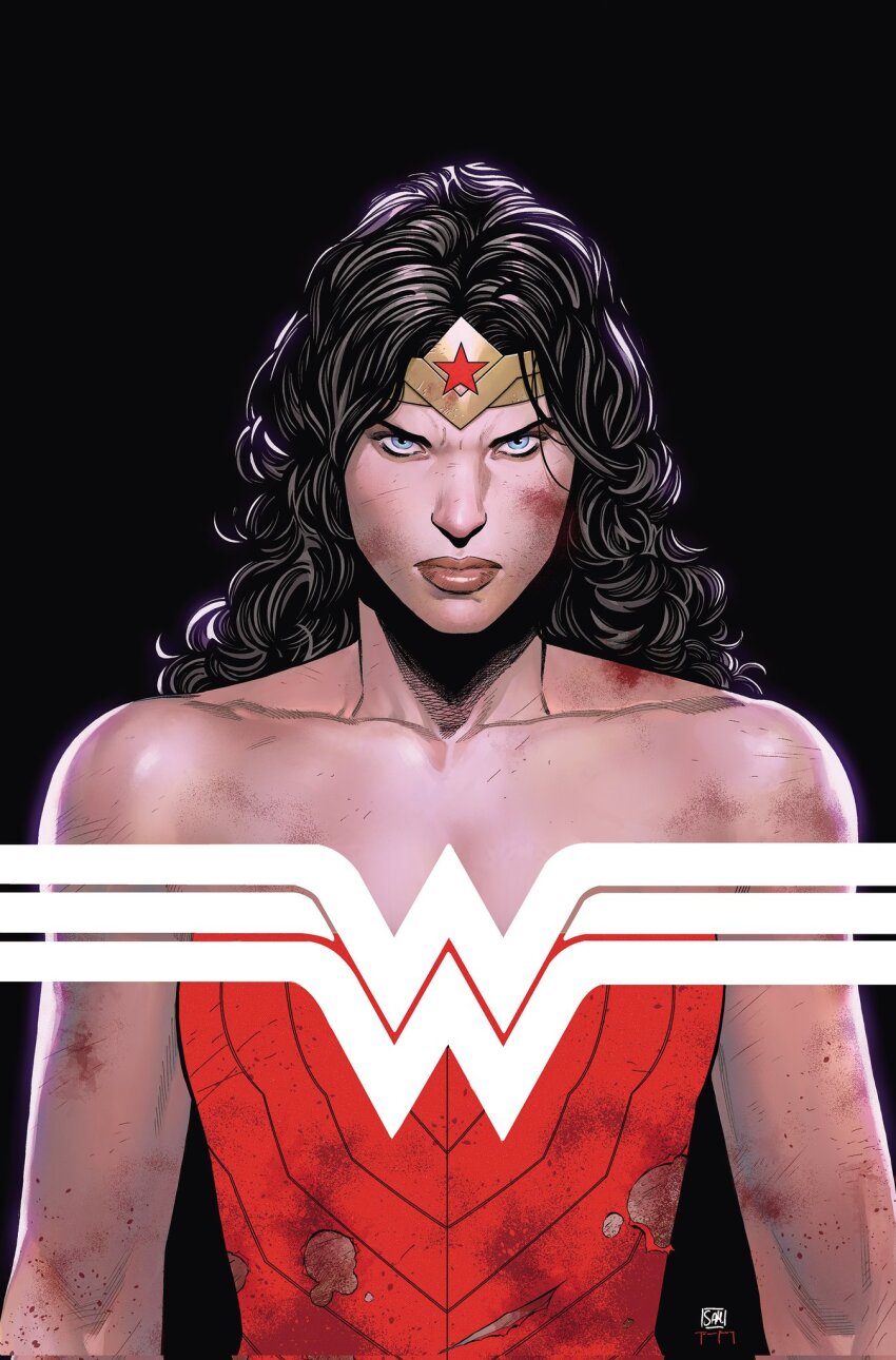 1girl, artist_collaboration, bare_shoulders, black_background, black_hair, blue_eyes, dc_comics, highres