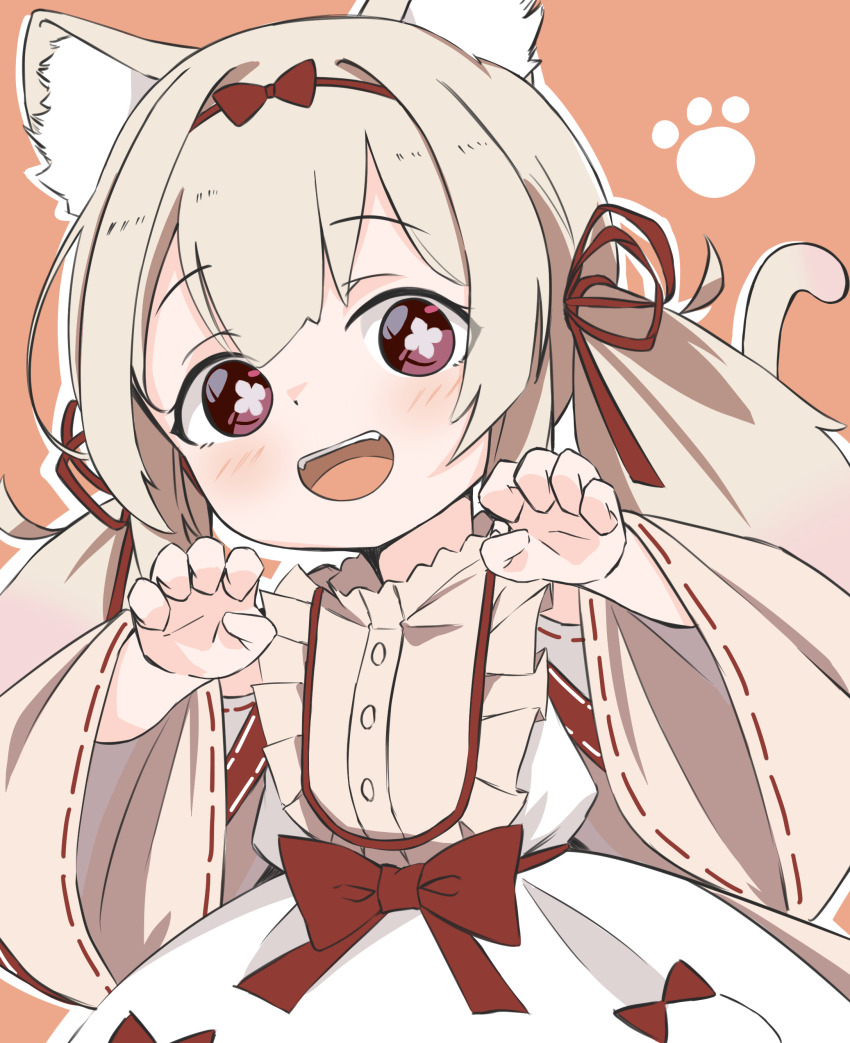 1girl, absurdres, amai_hiyo, amai_hiyo_(sister), animal_ears, blush, cat_ears, cat_tail