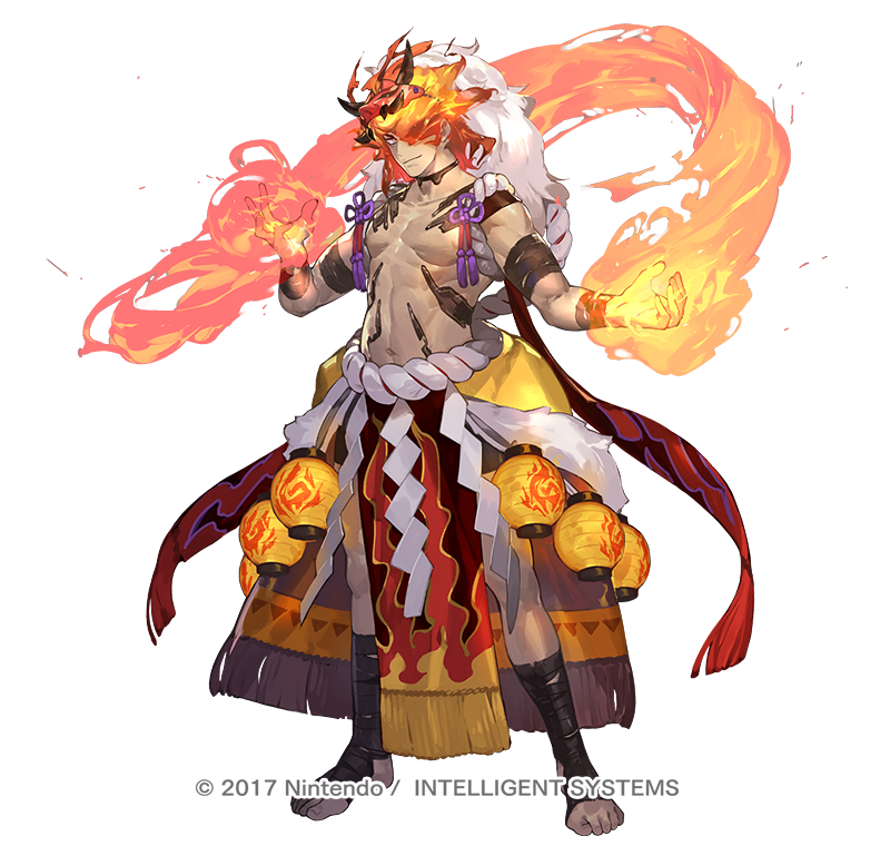 1boy, abs, body_markings, copyright_notice, dark-skinned_male, dark_skin, dragon_mask, fake_hair