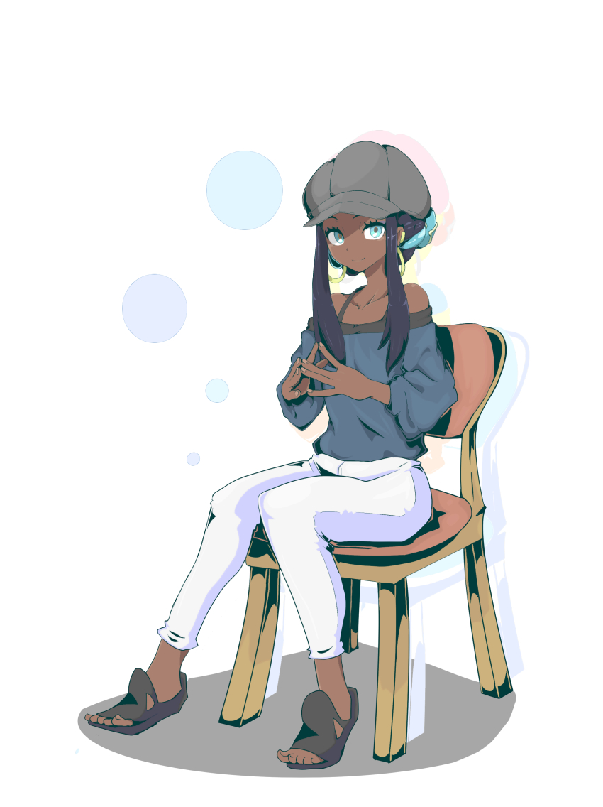 1girl, absurdres, alternate_costume, alternate_hairstyle, bare_shoulders, black_hair, black_shoes, blue_eyes