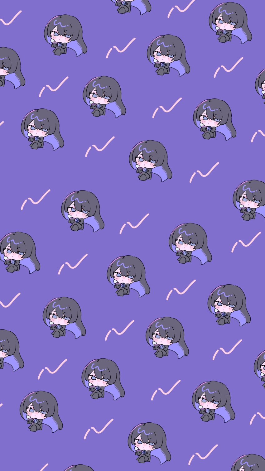 1girl, ado_(utaite), black_bow, black_bowtie, black_hair, blue_eyes, blush, bow