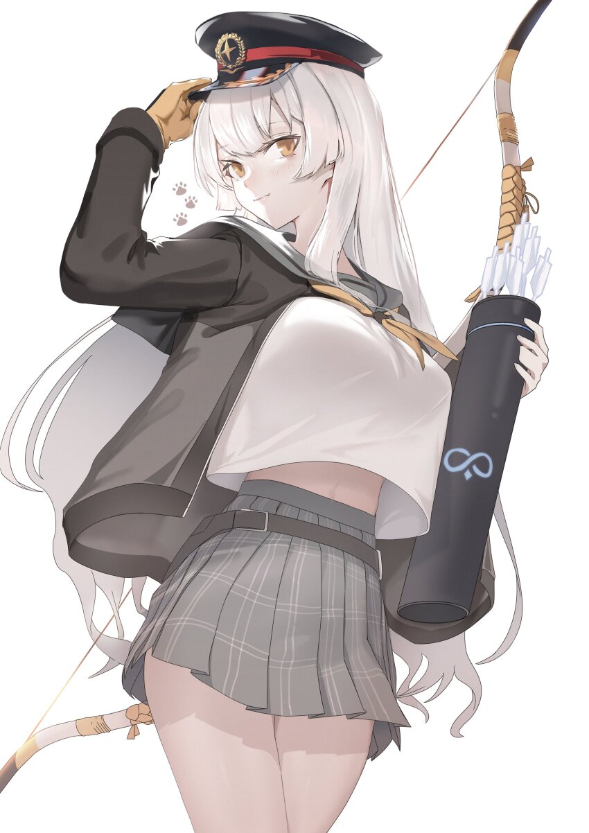 1girl, 35oku_vs, absurdres, black_jacket, black_survival, breasts, checkered_clothes, checkered_skirt