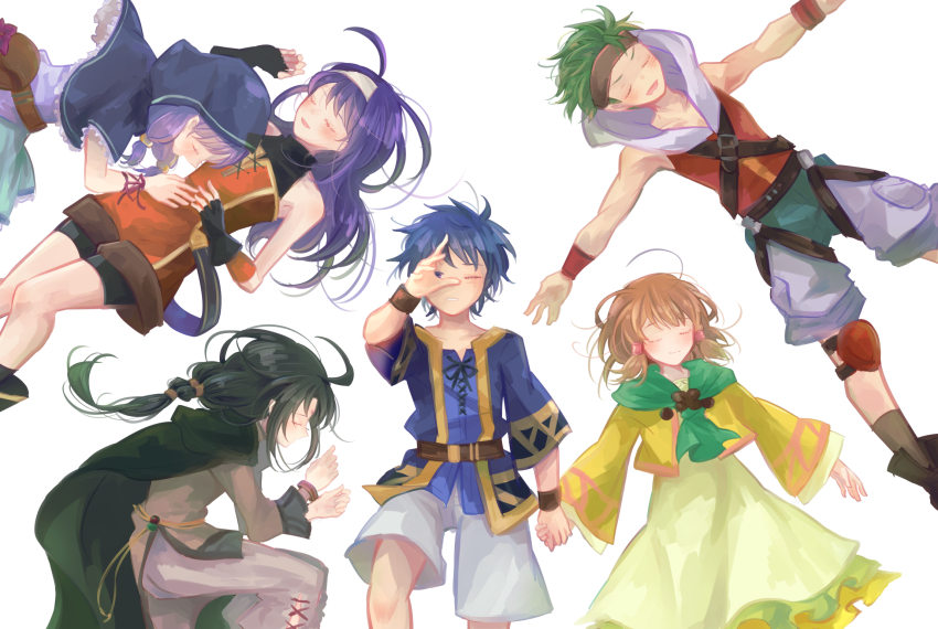 3boys, 3girls, aged_down, blue_hair, boyd_(fire_emblem), boyd_(future_great)_(fire_emblem), brother_and_sister, brown_hair