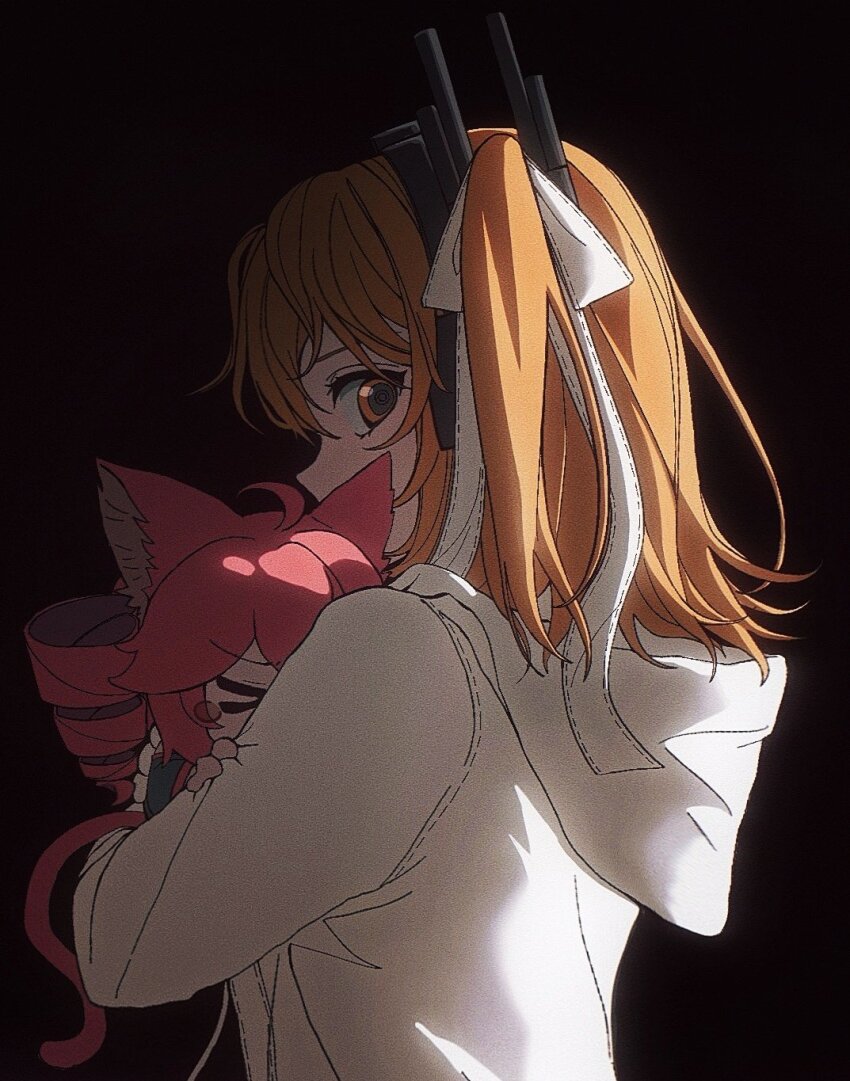 2girls, a.i._voice, adachi_rei, ahoge, animal_ears, black_background, black_shirt, cat_ears