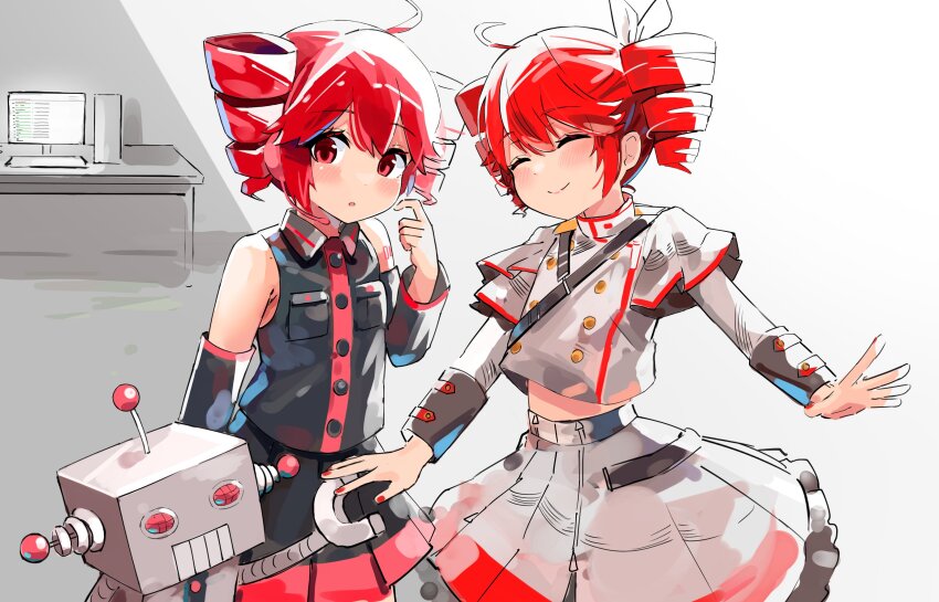 :o, absurdres, ahoge, arm_at_side, bare_shoulders, belt, black_belt, black_skirt