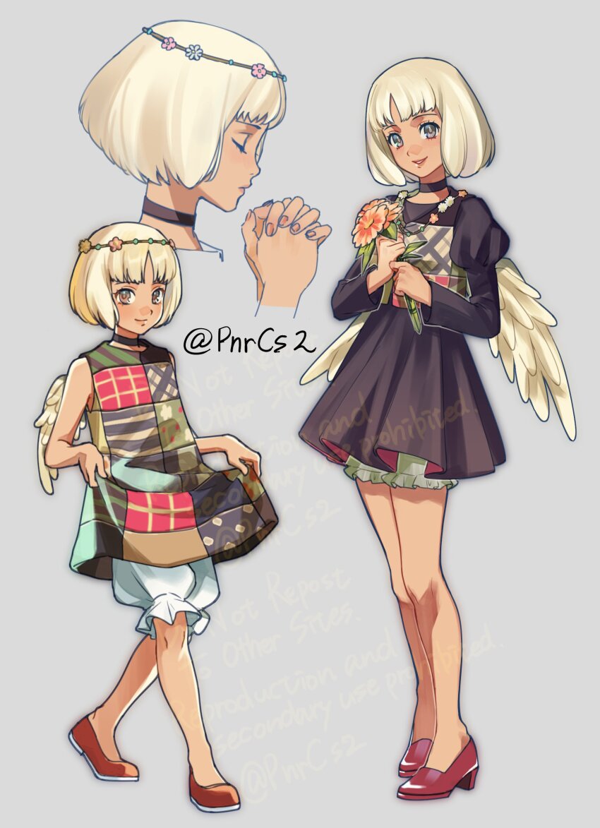 1girl, absurdres, aged_down, black_choker, black_dress, bloomers, choker, closed_eyes