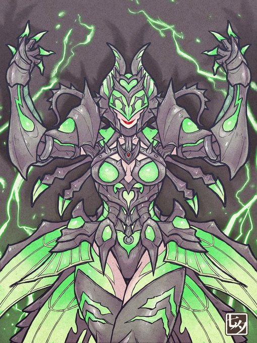 1girl, armlet, armor, armored_leotard, astalos_(armor), black_armor, black_leotard, black_thighhighs