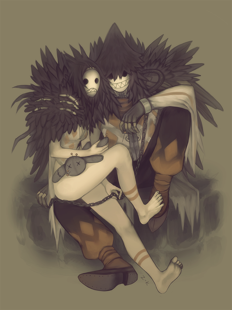 1boy, 1girl, 24hrscoma, argyle_clothes, argyle_dress, argyle_pants, argyle_shirt, barefoot