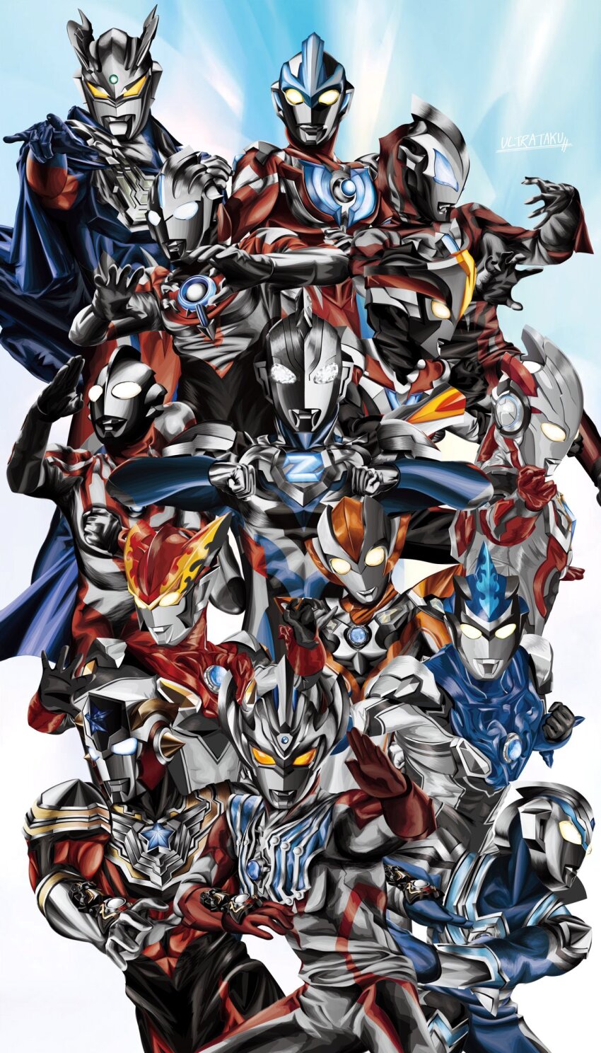 1girl, 6+boys, \m/, abs, alien, annotated, armor, artist_name