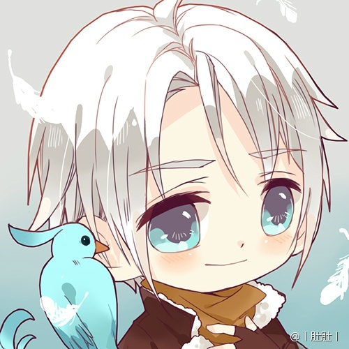 1boy, animal, animal_on_shoulder, artist_name, bird, bird_on_shoulder, blue_background, blue_eyes