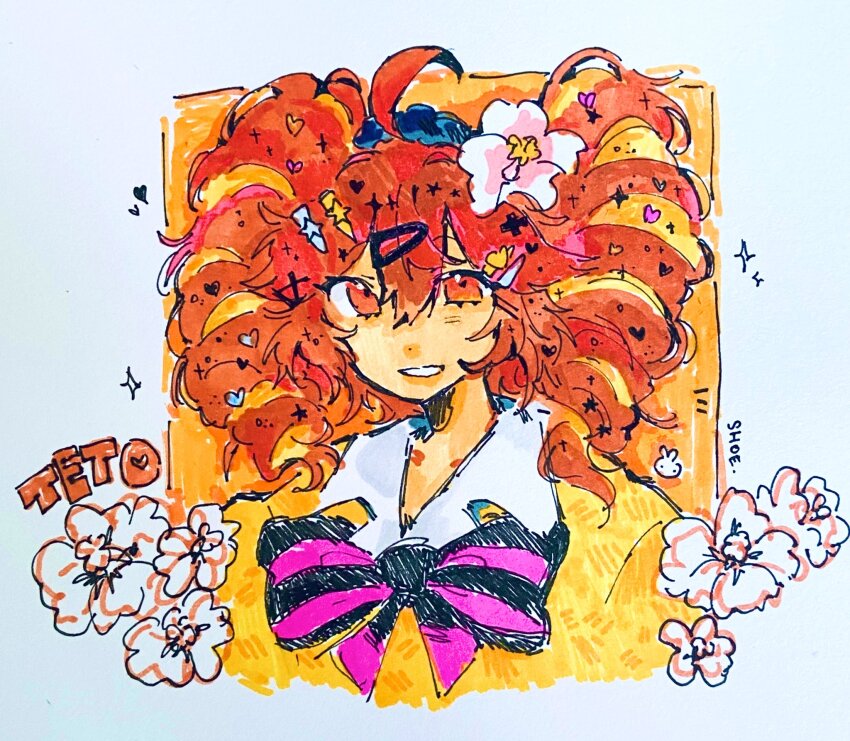 ahoge, bad_id, bad_twitter_id, bow, bowtie, collared_shirt, drill_hair, fingernails