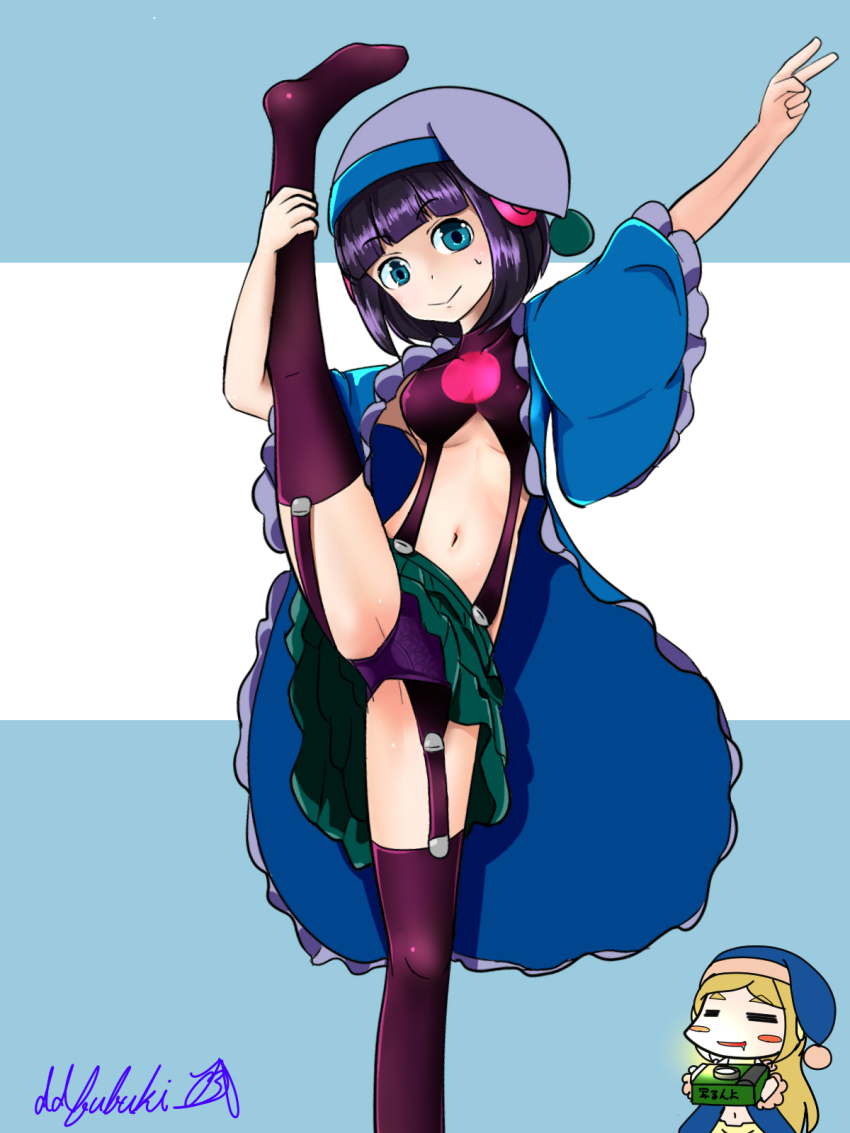 2girls, highres, multiple_girls, niisaka_luna, panties, purple_panties, split, standing