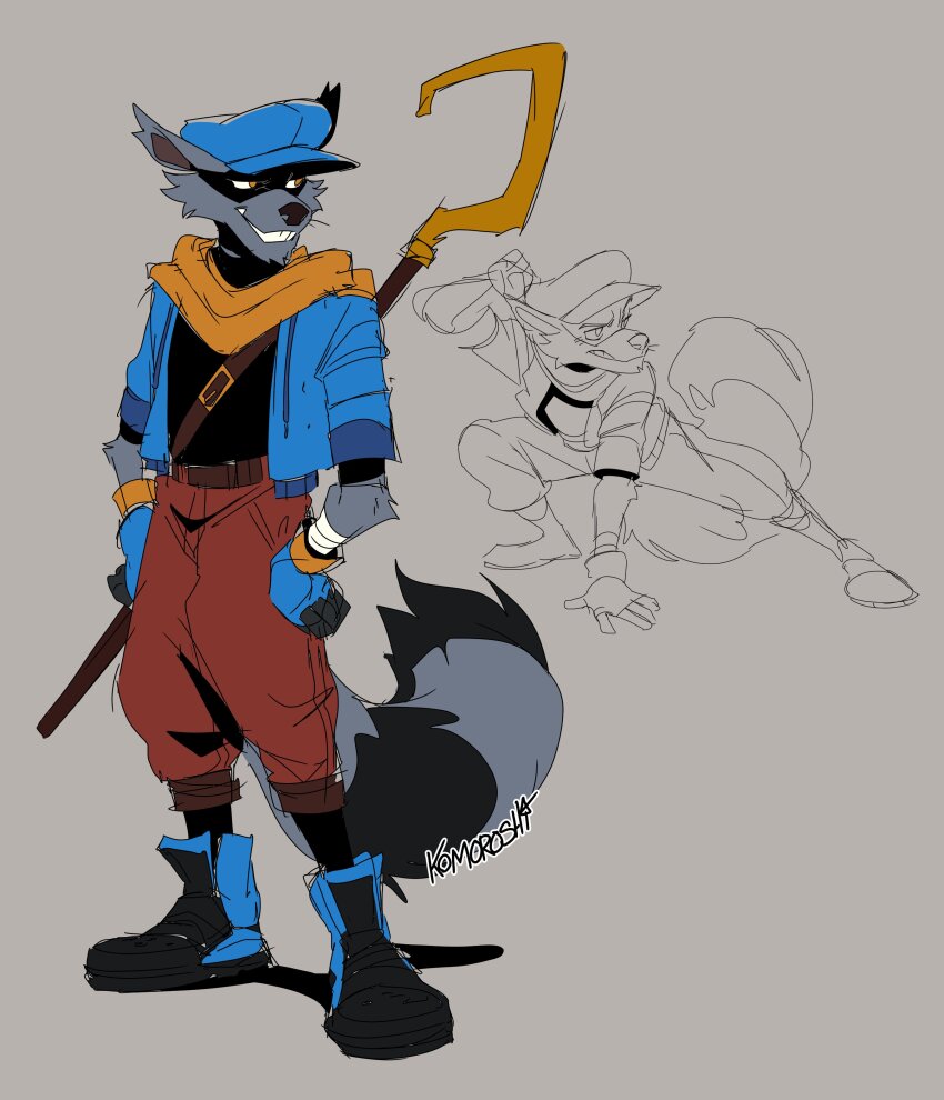 1boy, absurdres, animal_ears, artist_name, black_fur, black_shirt, blue_hat, blue_jacket