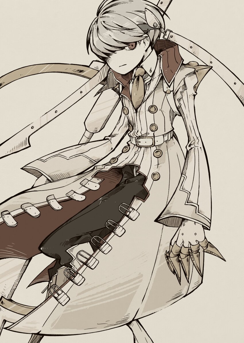 1boy, absurdres, akekawa1536, belt, belt_buckle, black_pants, buckle, buttons