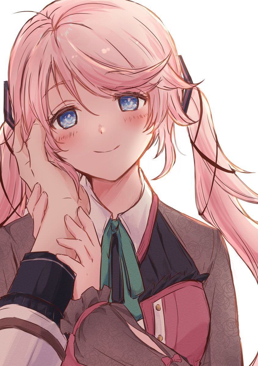 1boy, 1girl, blue_eyes, blush, closed_mouth, commentary_request, eiyuu_densetsu, hair_between_eyes