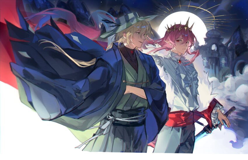 2boys, absurdres, androgynous, animification, antarctic_empire_flag, ascot, bishounen, black_jacket