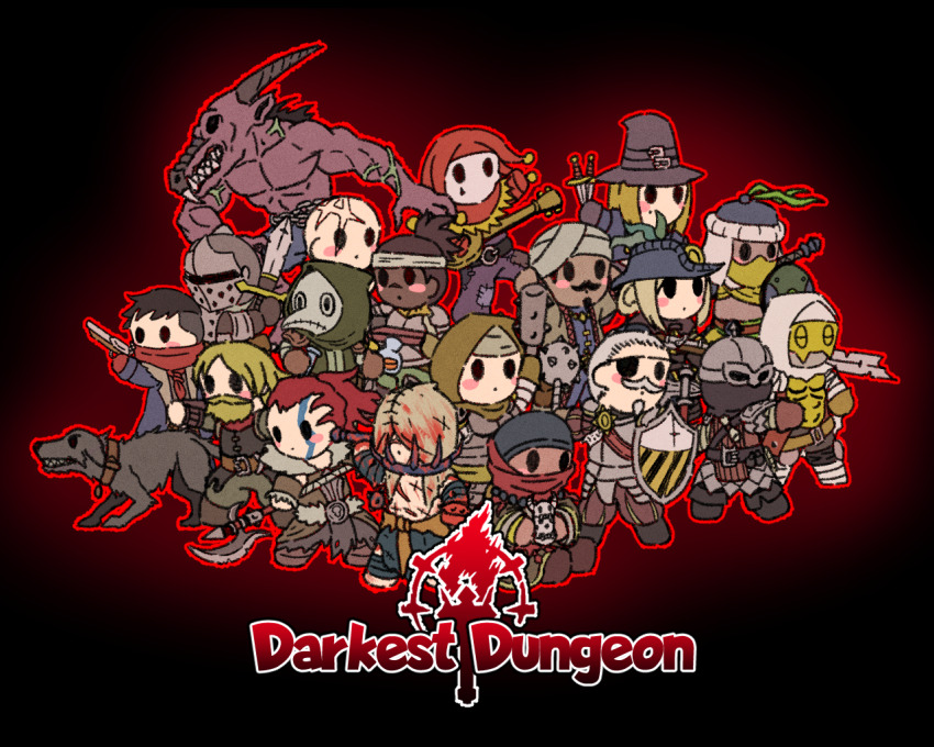 abomination_(darkest_dungeon), antiquarian_(darkest_dungeon), arbalest_(darkest_dungeon), armor, bandaged_chest, bandana, bandana_over_mouth, beard