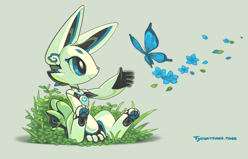 1boy, 2013, absurdres, animal_ears, blue_eyes, bug, butterfly, chinese_commentary