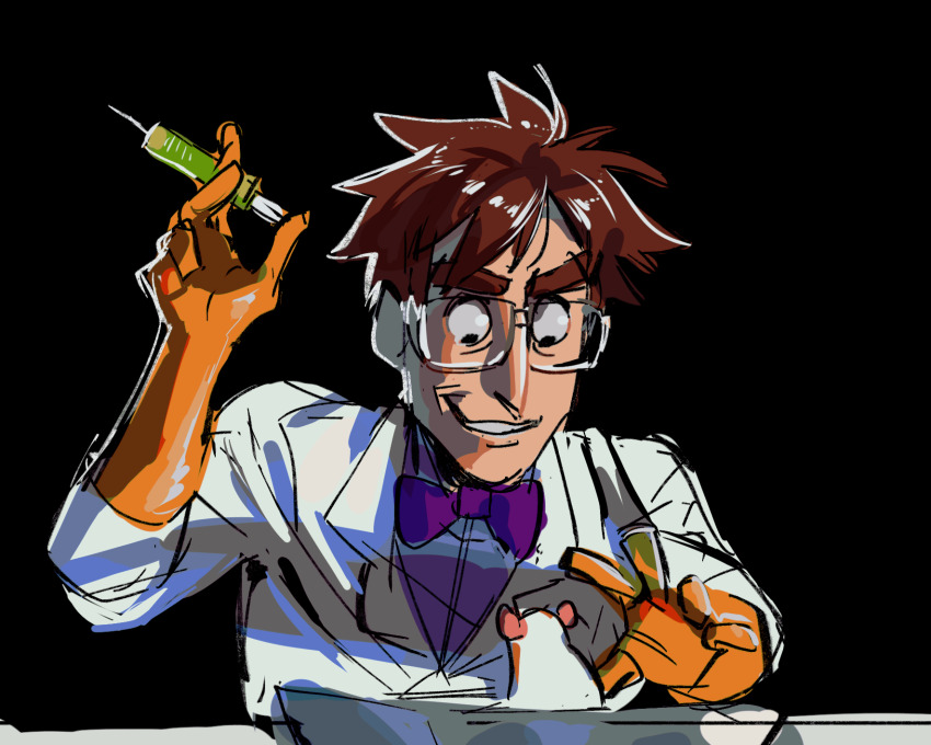 1boy, arm_up, black_background, black_eyes, bow, bowtie, brown_hair, coat