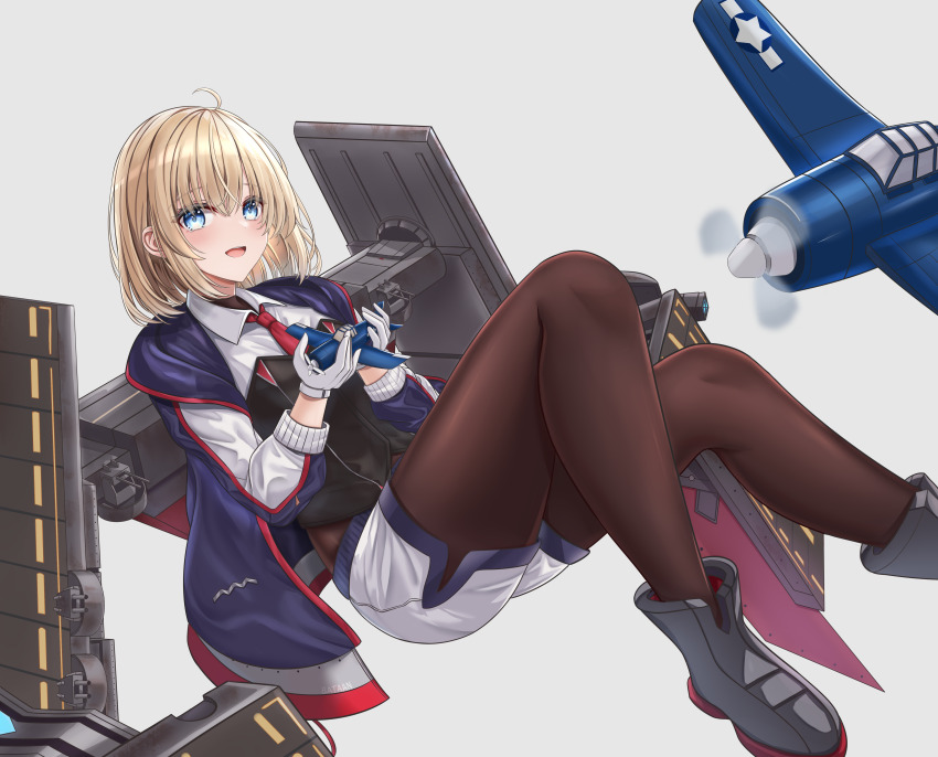 1girl, absurdres, ahoge, aircraft, airplane, anti-aircraft, anti-aircraft_gun, azur_lane