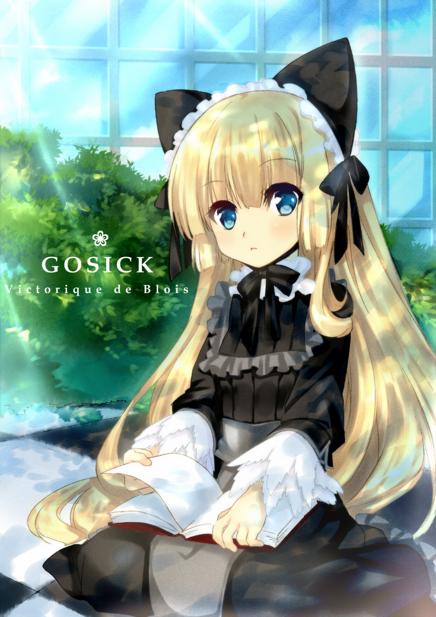 1girl, animal_ears, bad_id, bad_pixiv_id, blonde_hair, blue_eyes, book, cat_ears