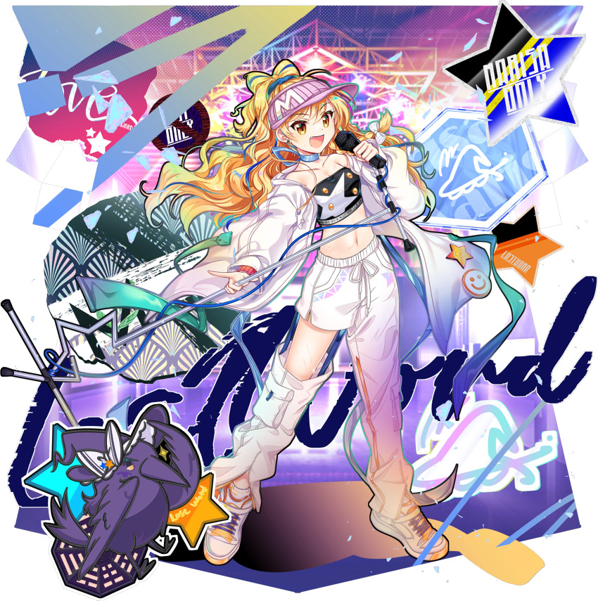 1girl, :d, alternate_costume, alternate_hair_color, alternate_hairstyle, bare_shoulders, bird, blonde_hair