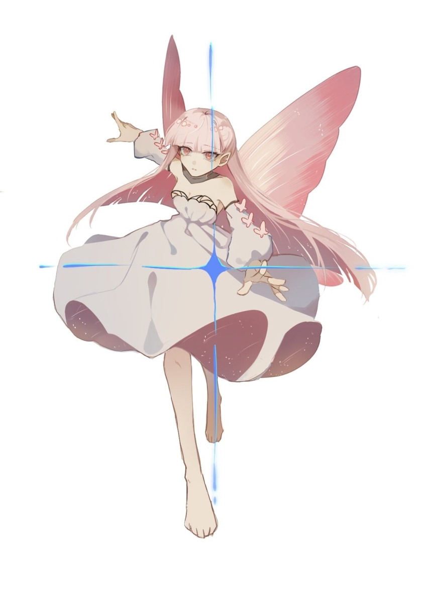 1girl, barefoot, breasts, chinese_commentary, cleavage, closed_mouth, commentary_request, coral_(fate)