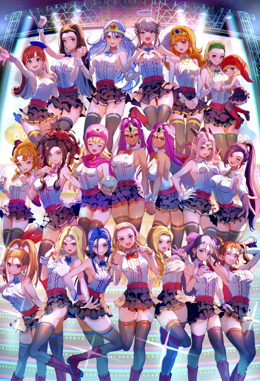 6+girls, :d, alena_(dq4), alternate_costume, ancestor_and_descendant, angel, angel_wings, anlucea