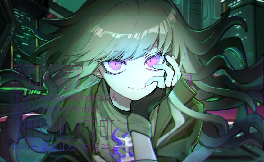 1girl, black_gloves, building, earrings, fingerless_gloves, gloves, green_jacket, grey_hair