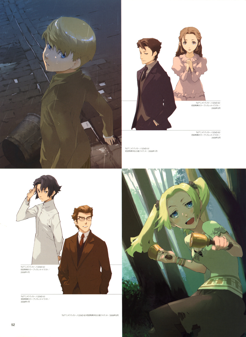 00s, 2girls, 4boys, absurdres, baccano!, bell, black_hair, blonde_hair