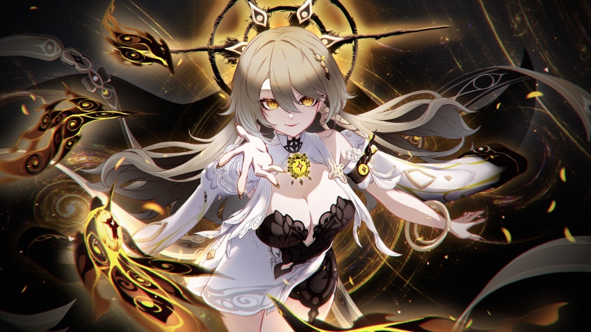 1girl, absurdres, bare_shoulders, breasts, chinese_commentary, closed_mouth, commentary_request, cowboy_shot