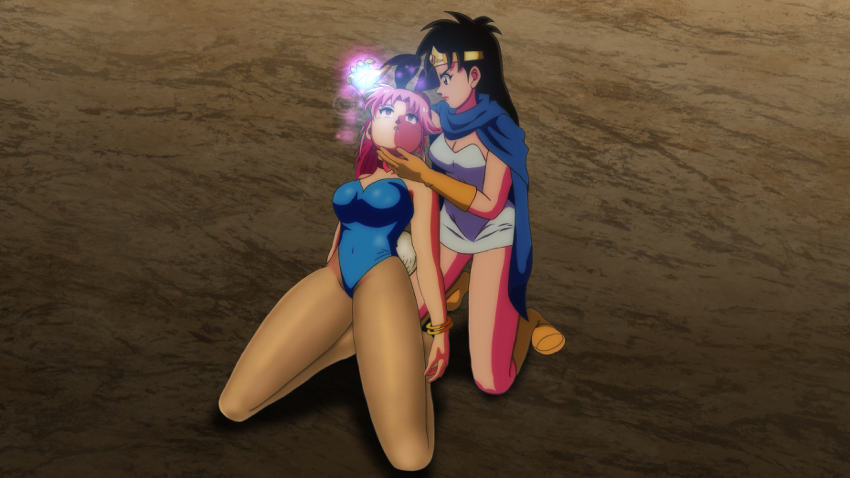 2girls, artist_request, dragon_quest, dragon_quest_dai_no_daibouken, eimi_(dai_no_daibouken), hypnosis, maam, mind_control