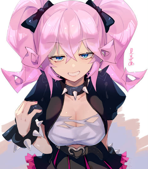 1girl, breasts, kurusu_sadako, large_breasts, pink_hair, smile, tagme, torino_sasami