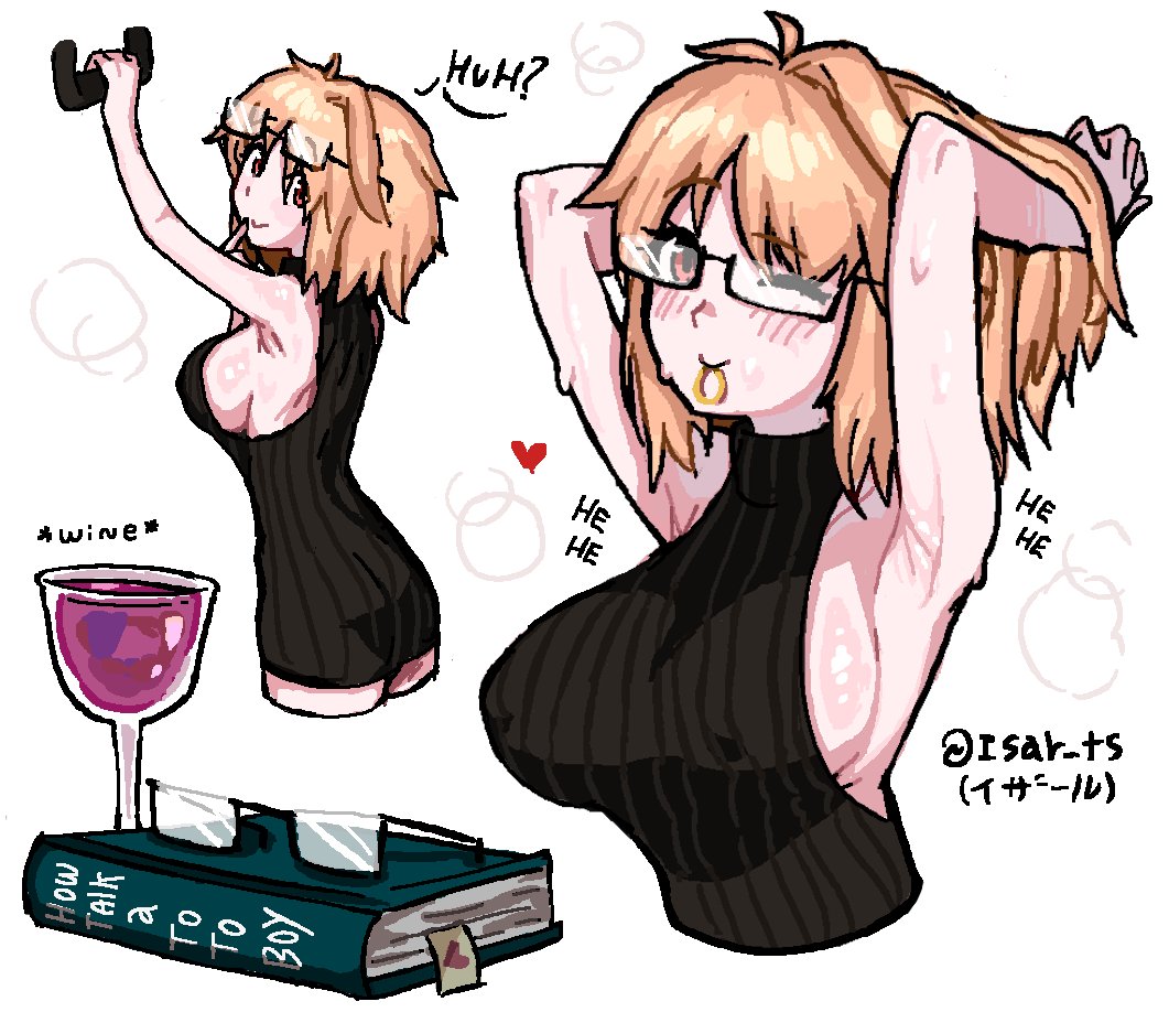 1girl, alcohol, arcueid_brunestud, belaweb123, blonde_hair, blush, book, breasts
