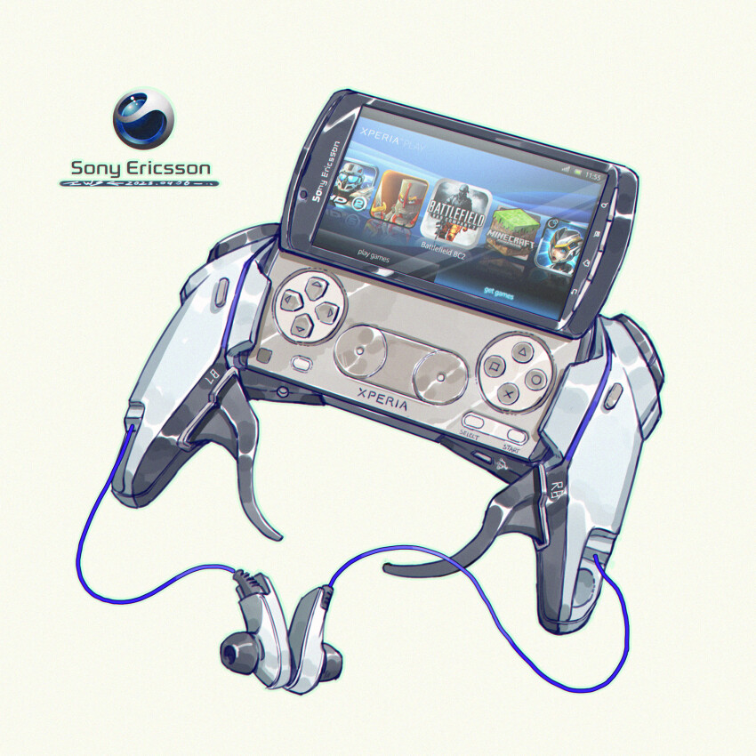 battlefield:_bad_company_2, battlefield_(series), chromatic_aberration, earphones, english_text, green_outline, handheld_game_console, highres