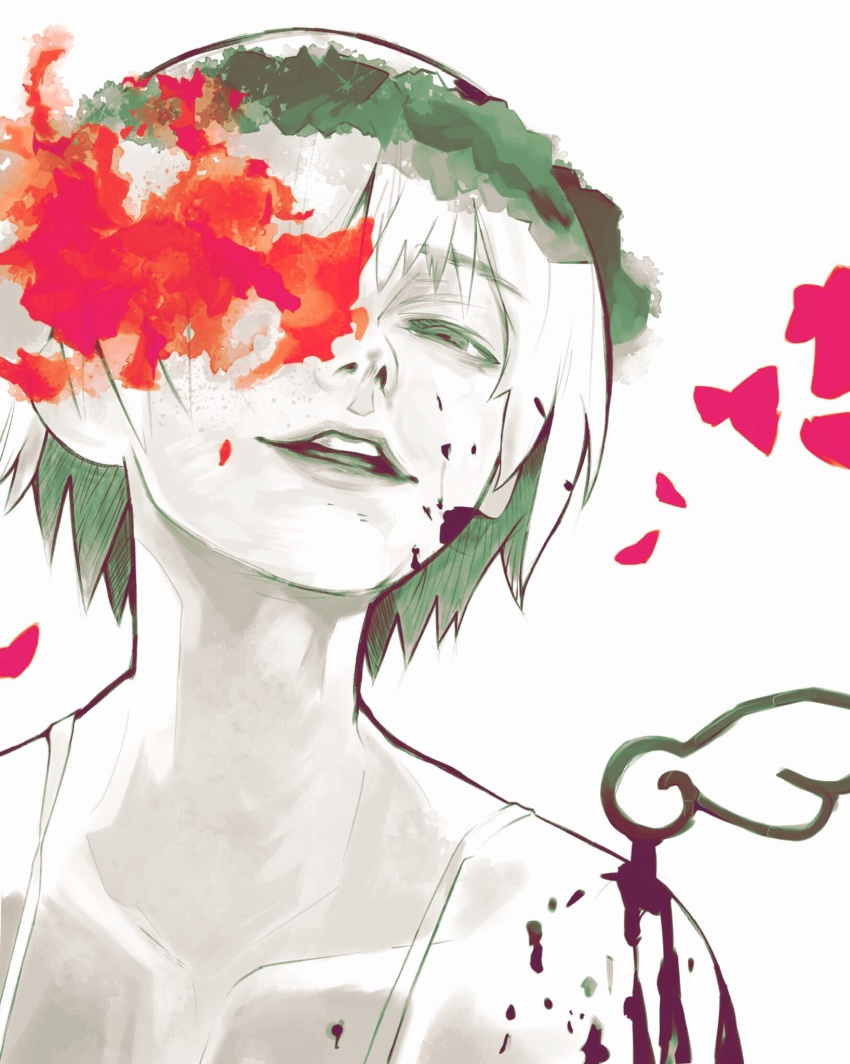 1girl, blood, blood_on_face, bukito, highres, looking_at_viewer, mutsuki_tooru, non-web_source