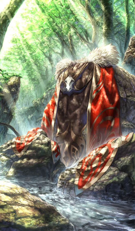 cape, clothes_focus, commentary, day, fate/grand_order, fate_(series), forest, fur-trimmed_waist_cape