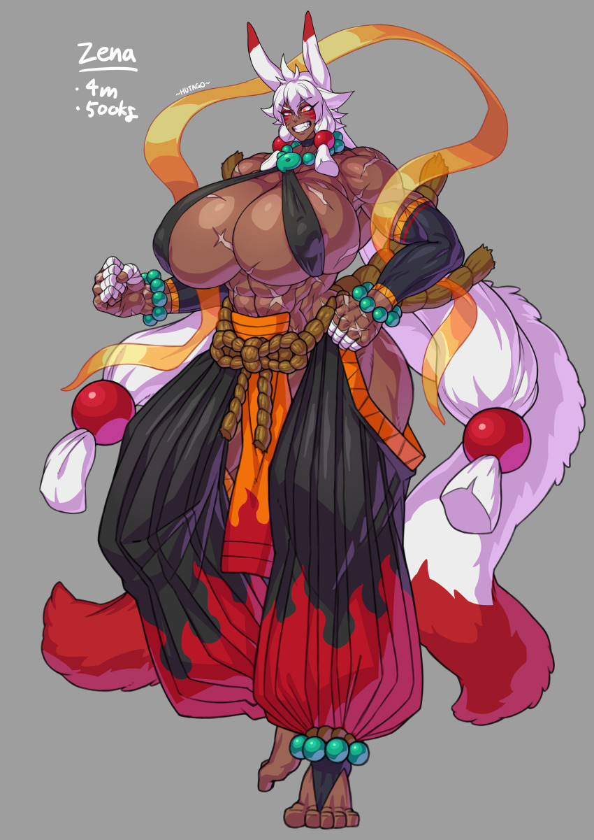 1girl, abs, absurdres, animal_ears, anklet, artist_name, bandaged_fingers, bandages