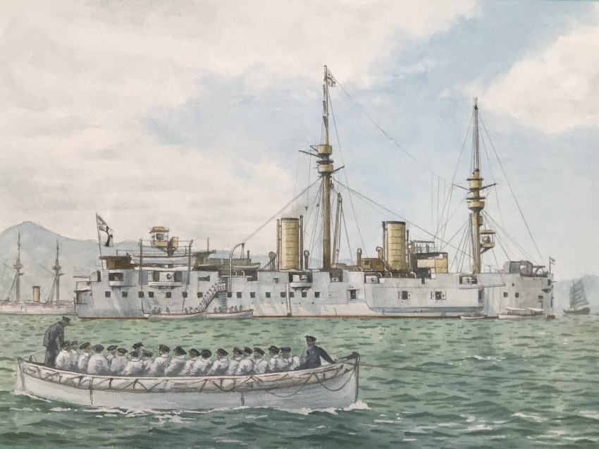 6+boys, atelier_bono, cloud, cloudy_sky, highres, hill, imperial_german_naval_jack, ironclad, junk, mast, military_vehicle, multiple_boys, original, sailor, ship, sky, smokestack, sms_deutschland_(1874), vehicle_focus, warship, watercraft