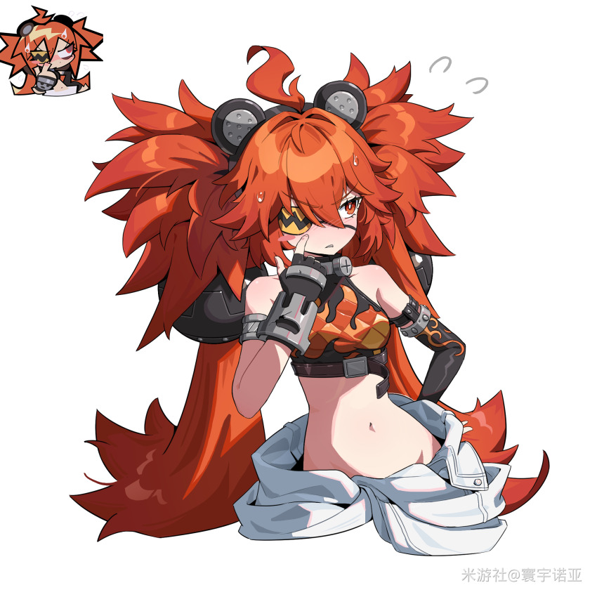 1girl, ahoge, bare_shoulders, blush, blush_stickers, breasts, detached_sleeves, eyepatch